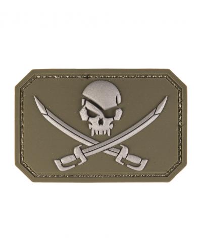 Patch Klettpatch Aufnäher Skull 3D PVC Totenkopf/Schwert Klettabzeichen oliv