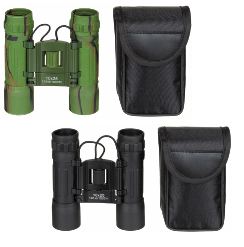Fernglas Feldstecher Binokular faltbar m. Tasche schwarz woodland 10x25 Neu