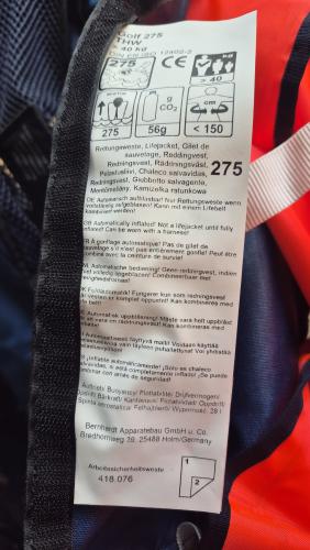 Secumar Schwimmweste Rettungsweste Golf 275 THW Weste Lifejacket gebr