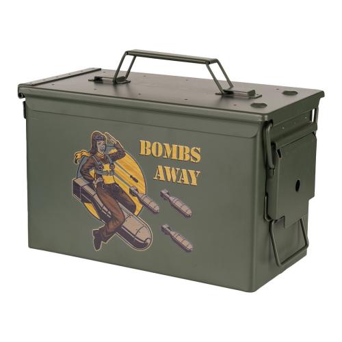 Munitionskiste Bombs Away Munikiste Ammo Box US Cal.50 Nato Metallkiste Box Transport