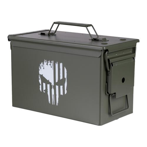 Munitionskiste Punish Skull Munikiste Ammo Box US Cal.50 Nato Metallkiste Box Transport