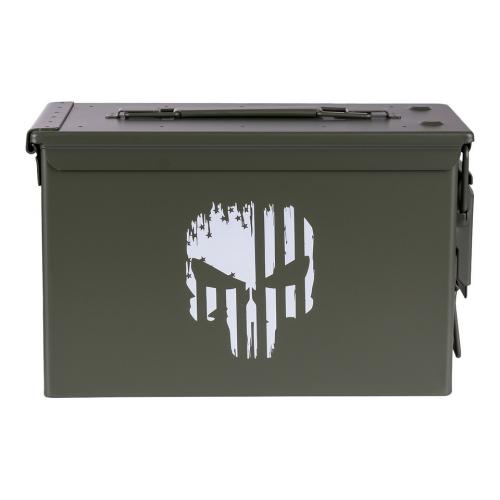Preview: Munitionskiste Punish Skull Munikiste Ammo Box US Cal.50 Nato Metallkiste Box Transport