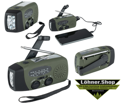 Notfall Kurbelradio Radio SOS Alarm Licht Radiosender Notfallladefunktion 464600