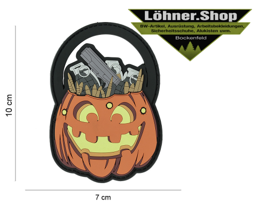 3D Patch Gummi Aufnäher Abzeichen inkl. Gegenstück Trick or Treat Halloween14084