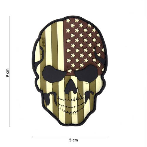 3D Patch Gummi Aufnäher Abzeichen Totenkopf USA Camo inkl. Gegenstück NeuVO16045