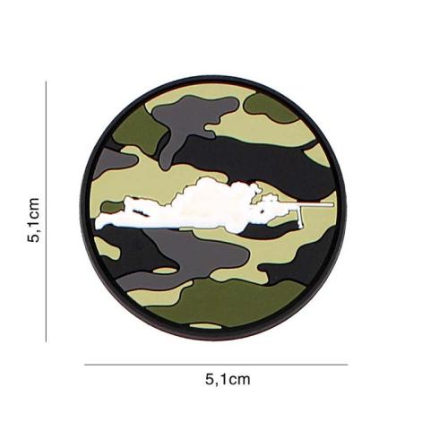 Preview: 3D Patch Gummi Aufnäher Abzeichen inkl. Gegenstück Sniper rund Neu VO