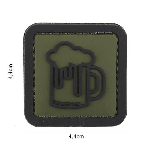 3D Patch Gummi Aufnäher Abzeichen inkl. Gegenstück PV Bier grün Neu VO 7100