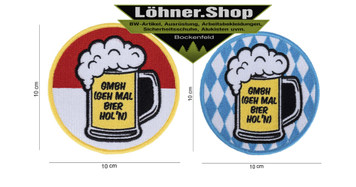 Aufnäher Stoffaufnäher Patch Abzeichen GMBH Geh mal Bier holen Neu