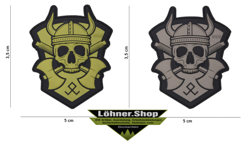 3D Patch Gummi Aufnäher Abzeichen Emblem inkl. Gegenstück Viking Axt Neu VO