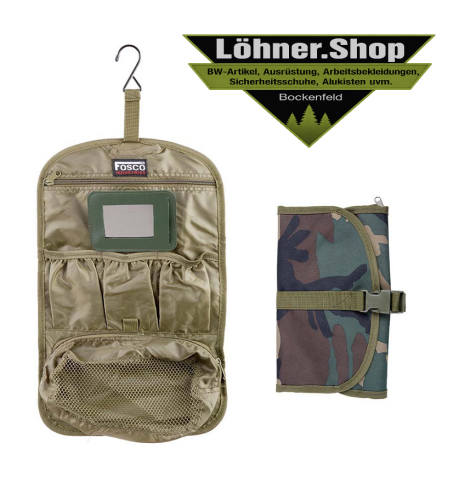 Army Waschzeugtasche rollbar Waschtasche Kulturbeutel Waschbeutel Camping wood.