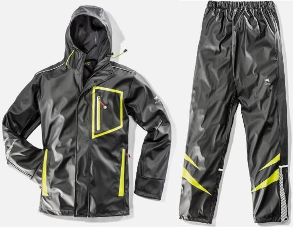 Bullstar Regenjacke Regenhose Nässeschutz Ultra Schwarz/Lime Wetterkleidung