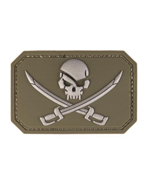 Patch Klettpatch Aufnäher Skull 3D PVC Totenkopf/Schwert Klettabzeichen oliv