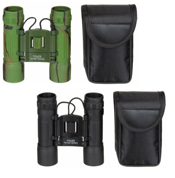 Fernglas Feldstecher Binokular faltbar m. Tasche schwarz woodland 10x25 Neu
