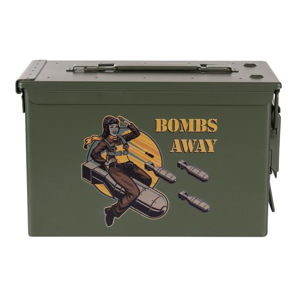 Munitionskiste Bombs Away Munikiste Ammo Box US Cal.50 Nato Metallkiste Box Transport