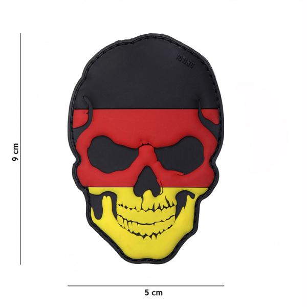 3D Patch Gummi Aufnäher Abzeichen Totenkopf Deutschland inkl. Gegenstück Neu VO 16006