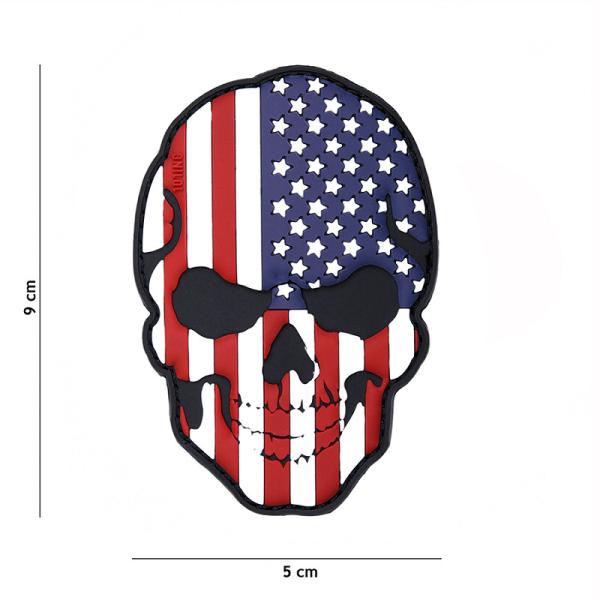 3D Patch Gummi Aufnäher Abzeichen Totenkopf USA inkl. Gegenstück Neu VO 16043