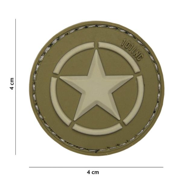 3D Patch Gummi Aufnäher Abzeichen inkl. Gegenstück Allied Stern grün Neu VO18046